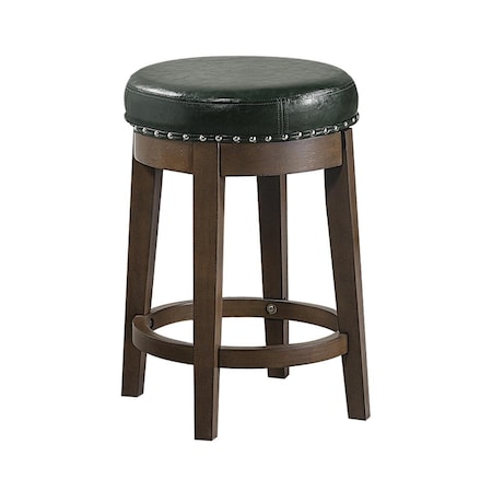 Poundex 24 in. Round Swivel Counter Stool in Olive Green Faux Leather - Set of 2 F1868